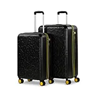 lois - valises. lot de valise rigides 4 roulettes - valise grande taille, valise soute avion, bagages pour voyages.ensemble valise voyage. verrouillage à combinaison 171116, noir
