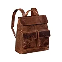 stilord 'drew' sac à dos cartable vintage en cuir pour homme femme xlsac à dos ordinateur portable de 16 pouces sac business sac à bandoulière cuir véritable, couleur:kara - cognac