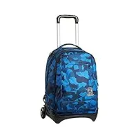 invicta trolley - new tech camo squared, blue, 3in1 detachable backpack, travel & school