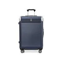 travelpro platinum elite valise rigide extensible en soute, 8 roulettes, serrure tsa, valise rigide en polycarbonate, bleu marine véritable, à carreaux moyen 64 cm
