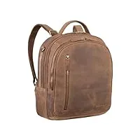 stilord 'hayden' sac à dos de ville vintage sac à dos ordinateur en cuir pour portables 13,3 pouces backpack rétro pour cartable sac business en cuir véritable, couleur:marron moyen