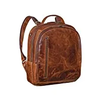 stilord 'hayden' sac à dos de ville vintage sac à dos ordinateur en cuir pour portables 13,3 pouces backpack rétro pour cartable sac business en cuir véritable, couleur:kara - cognac