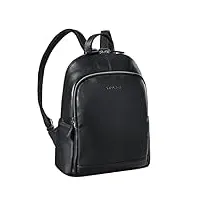 stilord 'porter' sacoche à dos cuir daypack vintage sac à dos rétro pour macbook 13 pouces backpack moderne pour bureau voyage en cuir véritable, couleur:noir