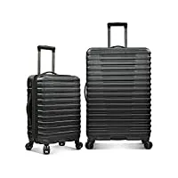 u.s. traveler boren lot de 2 valises rigides en polycarbonate avec 8 roulettes pivotantes et poignée en aluminium noir port usb