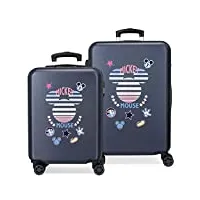 disney mickey mickey denim set de valises bleu 55/68 cm rigide abs fermeture à combinaison latérale 104 6 kg 4 roues doubles bagage à main