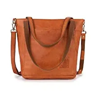 berliner bags vintage sac à main verona en cuir, cabas pour femme - marron