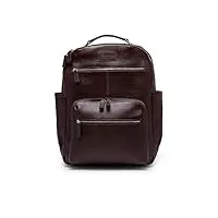 sac à dos de voyage en cuir véritable teck pour ordinateur portable - style décontracté - pour homme et femme, marron foncé design1, medium, sacs à dos