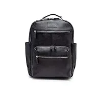 sac à dos de voyage en cuir véritable teck pour ordinateur portable - style décontracté - pour homme et femme, noir design1, medium, sacs à dos