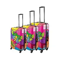 lot de 3 valises rigides à roulettes lady bug 4 w