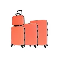 celims valise cabine/moyen/grande avec ou sans vanity, marque française (orange - 5859, lot de 3 valises et 1 vanity)