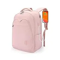 bagsmart sac à dos de voyage pour ordinateur portable de 17,3 pouces - résistant à l'eau - grand sac à dos décontracté pour le travail - sac à dos d'ordinateur - sac à dos pour femme - rose