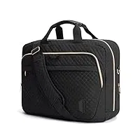 bagsmart grand sac d'ordinateur portable de 17,3 pouces - sac extensible pour femme - grand sac d'ordinateur pour affaires, bureau, voyage, noir matelassé