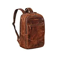 stilord 'reece' sac à dos cartable cuir vintage pour ordinateur portable grand sac à dos business daypack xl sac à bandoulière din a4 en cuir vértitable, couleur:kara - cognac