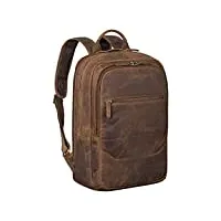 stilord 'reece' sac à dos cartable cuir vintage pour ordinateur portable grand sac à dos business daypack xl sac à bandoulière din a4 en cuir vértitable, couleur:marron moyen