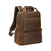tiding sac à dos en cuir pour homme 17,3 pouces - grande capacité - pour le travail, les voyages, le bureau, marron, large, sacs à dos de voyage