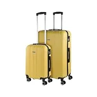 itaca - valises. lot de valise rigides 4 roulettes - valise grande taille, valise soute avion, bagages pour voyages.ensemble valise voyage. verrouillage à combinaison 771117, jaune