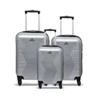 prince lot de 3 valises en polypropylène - petit, moyen et grand - indo, argenté., ensemble de bagages