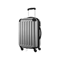 hauptstadtkoffer - spree - bagage à main rigide, valise cabine extensible, 4 roues doubles, tsa, 55 cm, 42 litres, argent