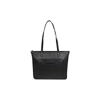 hexagona - sac cabas porté épaule - compatible format a4 et téléphone portable - pour femme - collection sauvage - noir - en cuir de vachette souple gras