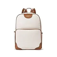 cluci sac à dos pour ordinateur portable en cuir 15,6" - grand sac à dos de voyage d'affaires vintage, 0 blanc cassé avec marron, sacs à dos de jour