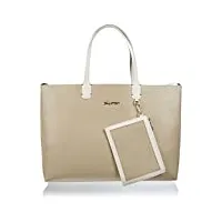 tommy hilfiger cabas femme sac iconic tommy tote similicuir, beige (beige), taille unique