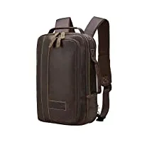 masa kawa sac à dos extensible en cuir pour ordinateur portable de 15,6" pour homme - porte-documents convertible - style vintage - pour le travail, marron, medium, sacs à dos de voyage