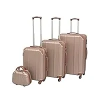 champagne matériau : coque dure en abs et doublure en tissu ensemble de valises à roulettes quatre pièces champagnebagages maroquinerie valises
