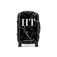 live x maintain valise personnalisée avec nom et texte marbre noir léger serrure tsa 4 roulettes pivotantes valise rigide pour cabine bagages de cabine, marbre noir, 3 piece set: cabin +