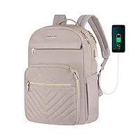 vankean étanche sac à dos de voyage élégant pour ordinateur portable de 15.6" pour femme, sac à dos tendance avec port usb, pour enseignant, infirmière, pour l'école, le travail, rose