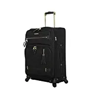 steve madden designer luggage collection – valise légère extensible de 61 cm – sac à roulettes à 4 roulettes pivotantes de taille moyenne (noir, 61 cm)