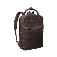 stilord 'bryn' grand sac à dos vintage cuir pour ordinateur portable 16 pouces xl sac à dos d'affaires sacs de bureau sac de voyage en cuir véritable, couleur:zamora - marron