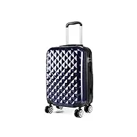 kono valise cabine 55cm bagage a main avec serrure et 4 roulettes (bleu marine, s)