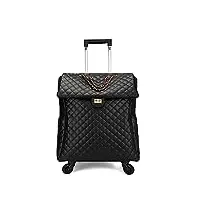 feilario valise de voyage en cuir souple avec 2 roulettes pivotantes, noir, 18in