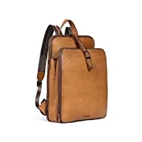 cluci sac à dos en cuir véritable pour femme 15,6" - style vintage - pour voyage, affaires, collège, jaune vintage, large