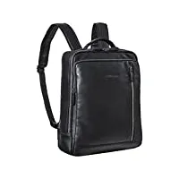 stilord 'kaleb' sac à dos antivol ordinateur cuir sac à dos d'affaires grand backpack avec compartiment pour laptop 15 pouces vintage en cuir véritable, couleur:noir