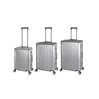 travelhouse tokyo t6035 valise de voyage en aluminium, argenté, handgepäck, mittlerer und großer koffer set, set de valises