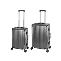 travelhouse tokyo t6035 valise de voyage en aluminium, graphite, handgepäck & mittlerer koffer set, set de valises