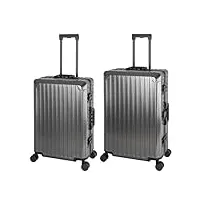 travelhouse tokyo t6035 valise de voyage en aluminium, graphite, mittlerer & großer koffer set, set de valises