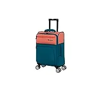 it luggage duo-tone 22' softside valise à roulettes 8 roues, pêche/bleu sarcelle, 22, lot de 8 rouleaux de bagage cabine bicolore 55,9 cm