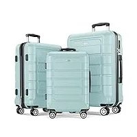 showkoo valise lot de 3 rigide abs+pc extensible légère durable trolley sets de bagages cabine avec 4 roulettes silencieuses à 360° et serrure tsa (m l xl-menthe verte)