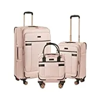 kensie ensemble de 3 valises hudson, rose, 3-piece set (16/20/28), hudson softside ensemble de 3 valises à roulettes pivotantes