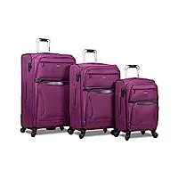 rolite explorer lot de 3 valises extensibles à roulettes pivotantes violet taille unique violet taille unique, violet, taille unique, explorer lot de 3 valises extensibles à roulettes pivotantes