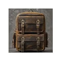 ktng voyager daypack de voyage de voyage, sac à dos d'ordinateur portable de 15,6 pouces de grande capacité, sac à dos for hommes crazy horse cuir, loadbag (color : brown, taille : 14x33x45cm)