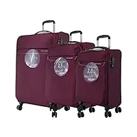 metzelder valise souple trigone ultra leger & grosse capacite de chargement garantie 1 an (set de 3 tailles (s+m+l), rouge bordeau (wine red))