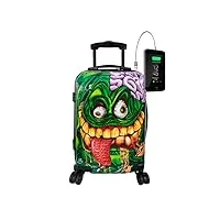 tokyoto valise trolley pour enfants garçons 55x35x20 55x40x20 cm/valise bagage sac de voyage avec serrure tsa, valise prête à charger les portables, connexion usb snot monster