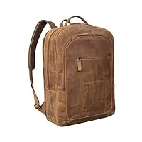 stilord 'erikson' grand sac à dos cuir sac à dos pour ordinateur portable de 17 pouces xl sac de travail avec système pour trolleys vintage en cuir véritable, couleur:tan - marron - scuro