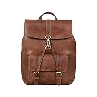 stilord 'kacey' sac à dos vintage femme cuir pour ordinateur portable 13,3 pouces casual backpack idéal comme sac travail sac universitaire cartable, couleur:napoli - marron