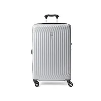 travelpro maxlite air bagage à main extensible rigide, 8 roues, valise légère à coque rigide en polycarbonate, argent métallisé, carreaux moyen 64 cm