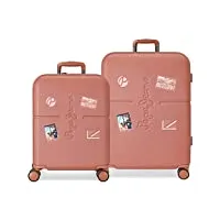 pepe jeans chest valise de cabine ocre 40 x 55 x 20 cm rigide abs fermeture tsa intégré 37 l 2,74 kg 4 roulettes doubles extensibles bagage à main
