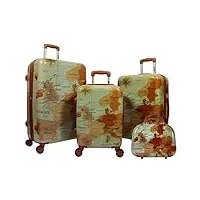 world traveler europe lot de 4 valises à roulettes pivotantes avec serrure tsa marron